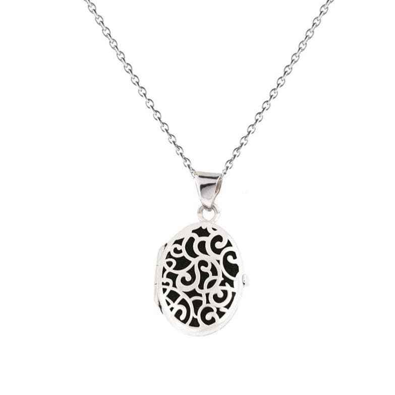 Loved Remembered Silver Filigree Oval Classic Locket