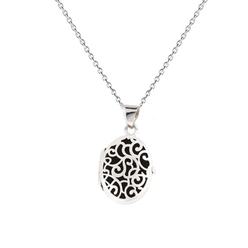 Loved Remembered Silver Filigree Oval Locket Urn