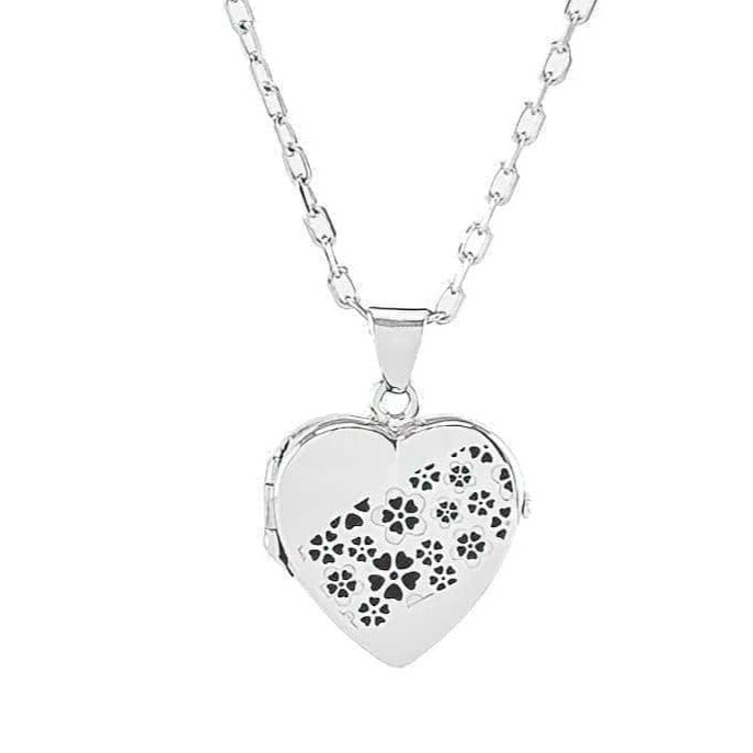 Loved Remembered Silver Heart Locket Urn - Flowers