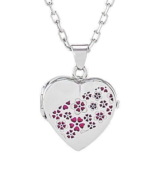 Loved Remembered Silver Heart Locket Urn - Flowers