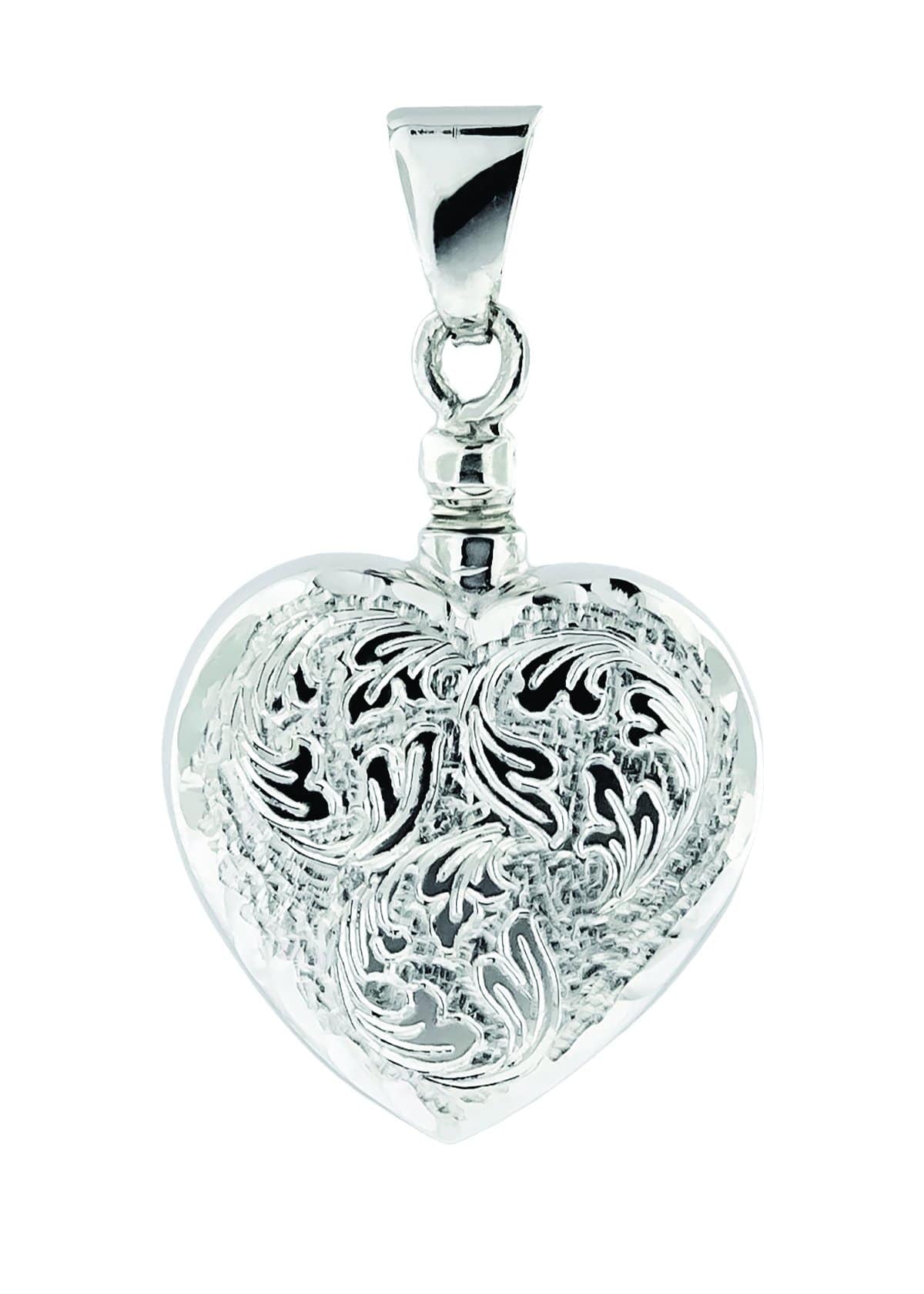Loved Remembered Silver Heart Pendant Urn - Top Filling