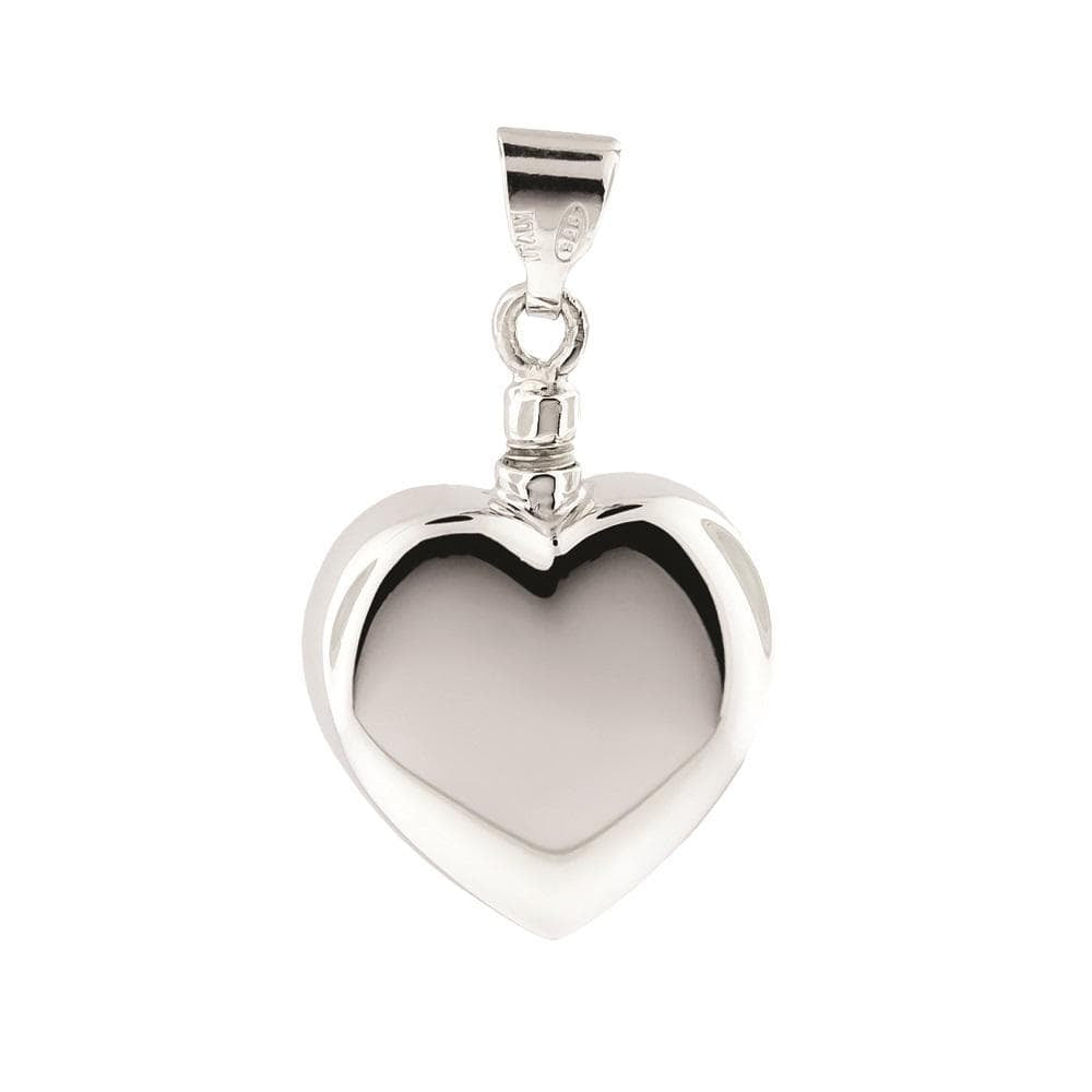 Loved Remembered Silver Heart Pendant Urn - Top Filling