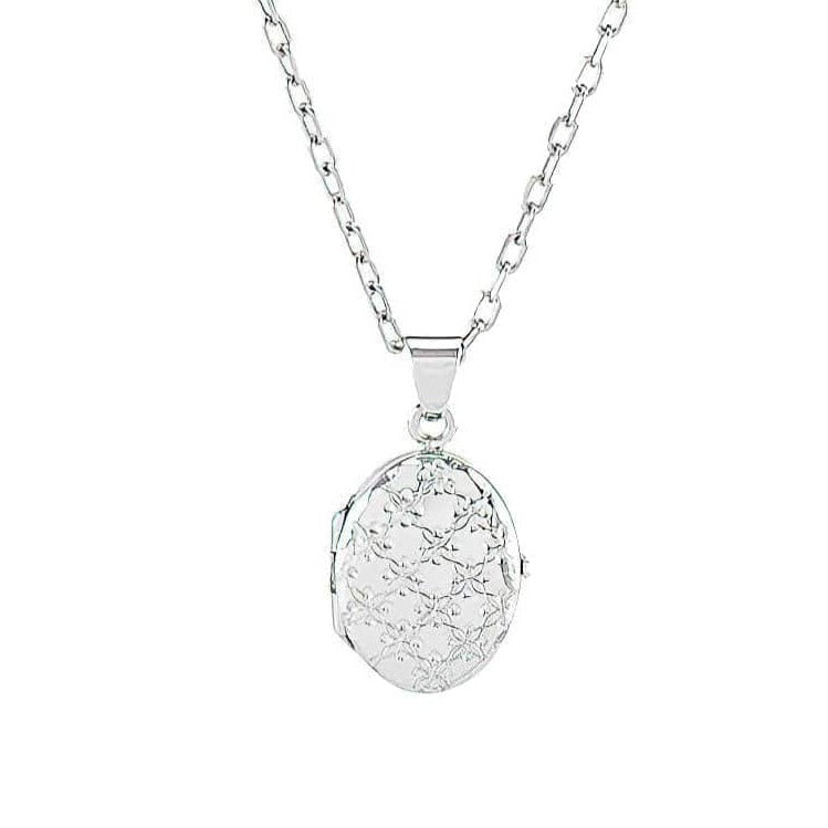 Loved Remembered Silver Oval Locket Urn - Diamond Cut