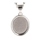Loved Remembered Silver Oval Pendant - Fingerprint Engraving
