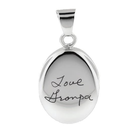 Loved Remembered Silver Oval Pendant Urn
