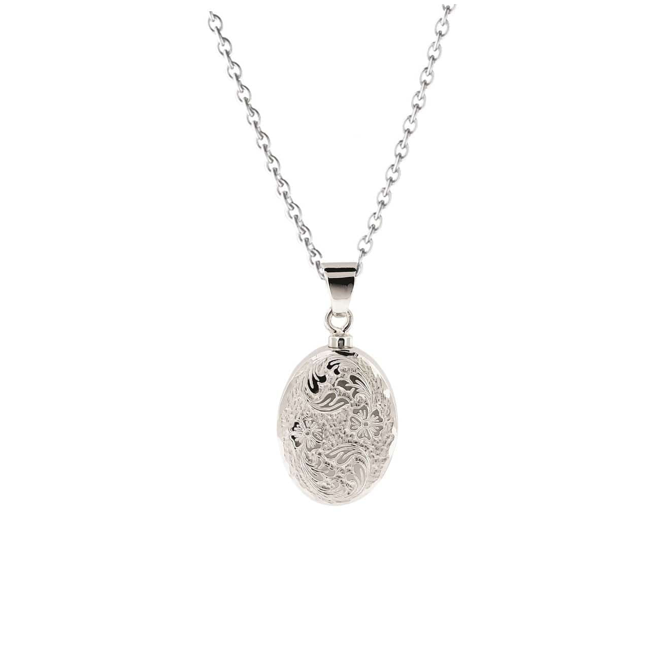 Loved Remembered Silver Oval Pendant Urn - Top Filling