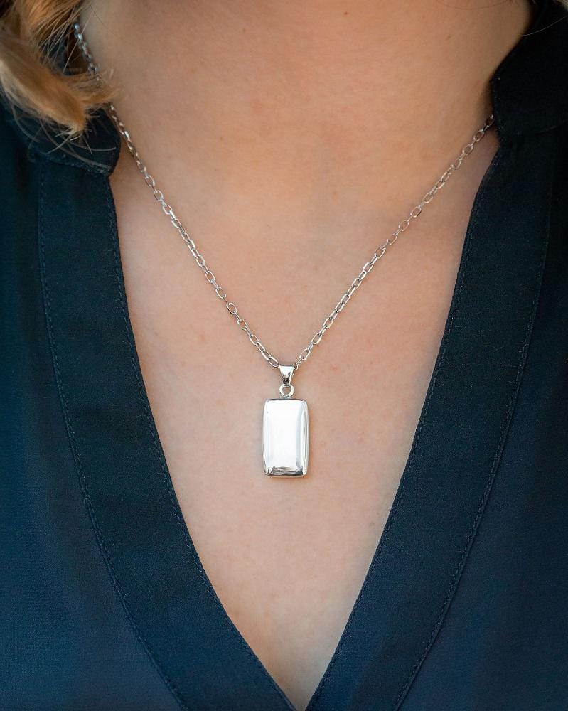 Loved Remembered Silver Rectangle Pendant Urn