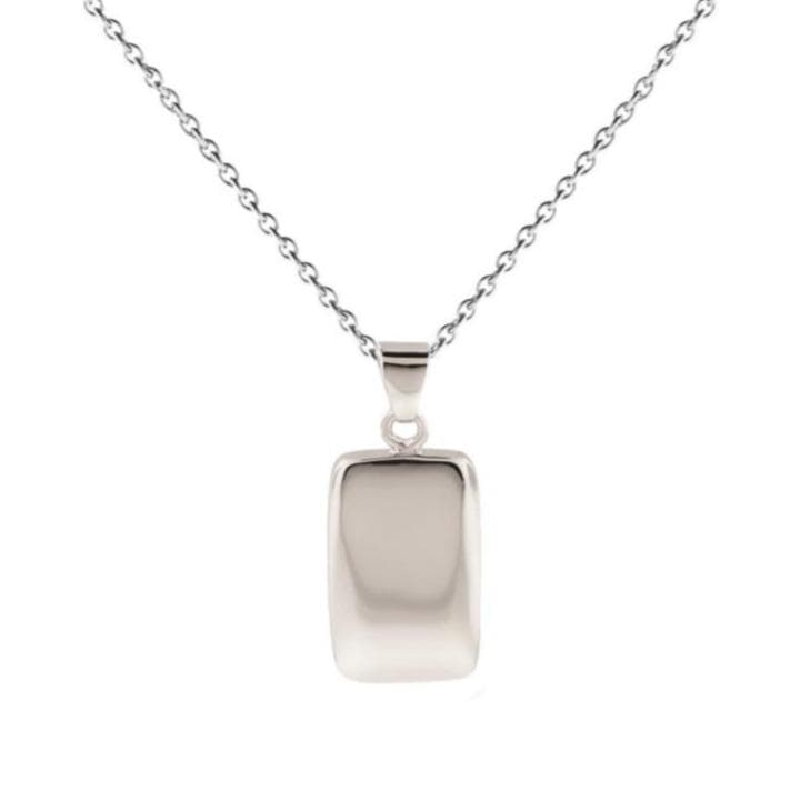 Loved Remembered Silver Rectangle Pendant Urn