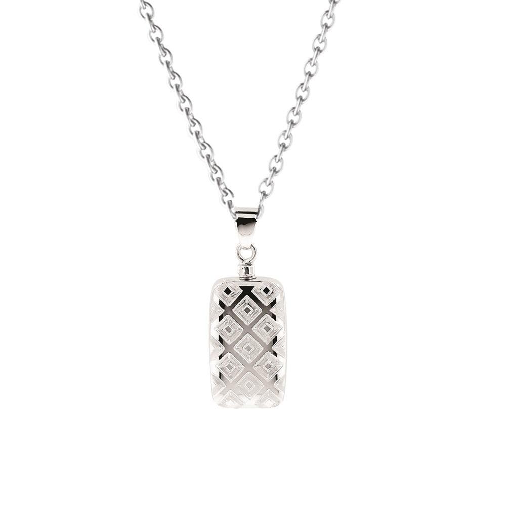 Loved Remembered Silver Rectangle Pendant Urn - Top Filling