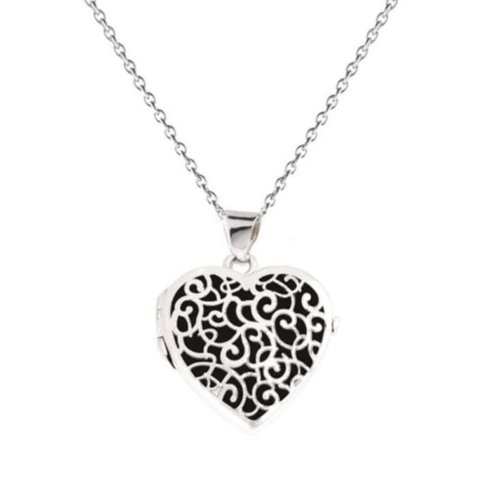 Loved Remembered White Gold Filigree Heart Locket Urn OUT OF STOCK